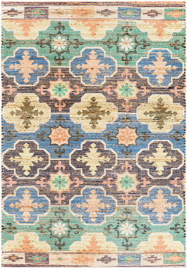 Multicolor 4' 1 x 6' 1 Chenille Jute Rectangle Area Rug Vintage Distressed Boho All Natural Eco-Friendly Sustainable Carpet for Living Dining Office Dorm Rooms for Sale at Rug Engine