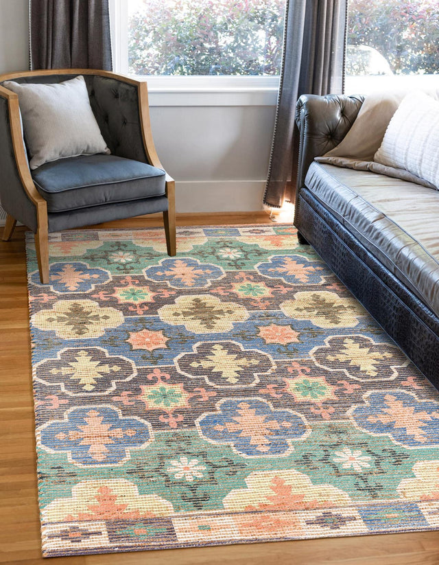 Multicolor 9' x 12' Chenille Jute Rectangle Area Rug Vintage Distressed Boho All Natural Eco-Friendly Sustainable Carpet for Living Dining Office Dorm Rooms for Sale at Rug Engine