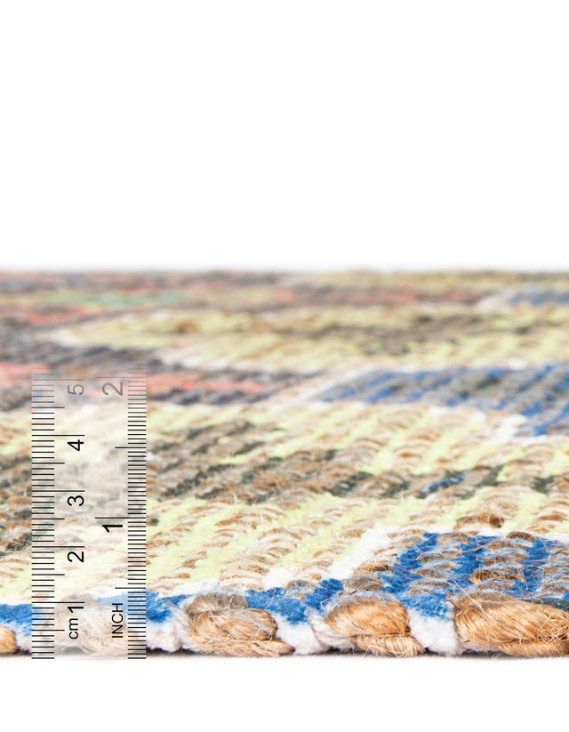 Multicolor 4' 1 x 6' 1 Chenille Jute Rectangle Area Rug Vintage Distressed Boho All Natural Eco-Friendly Sustainable Carpet for Living Dining Office Dorm Rooms for Sale at Rug Engine