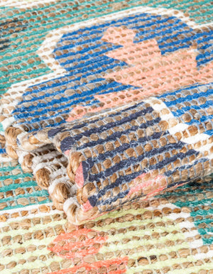 Multicolor 9' x 12' Chenille Jute Rectangle Area Rug Vintage Distressed Boho All Natural Eco-Friendly Sustainable Carpet for Living Dining Office Dorm Rooms for Sale at Rug Engine
