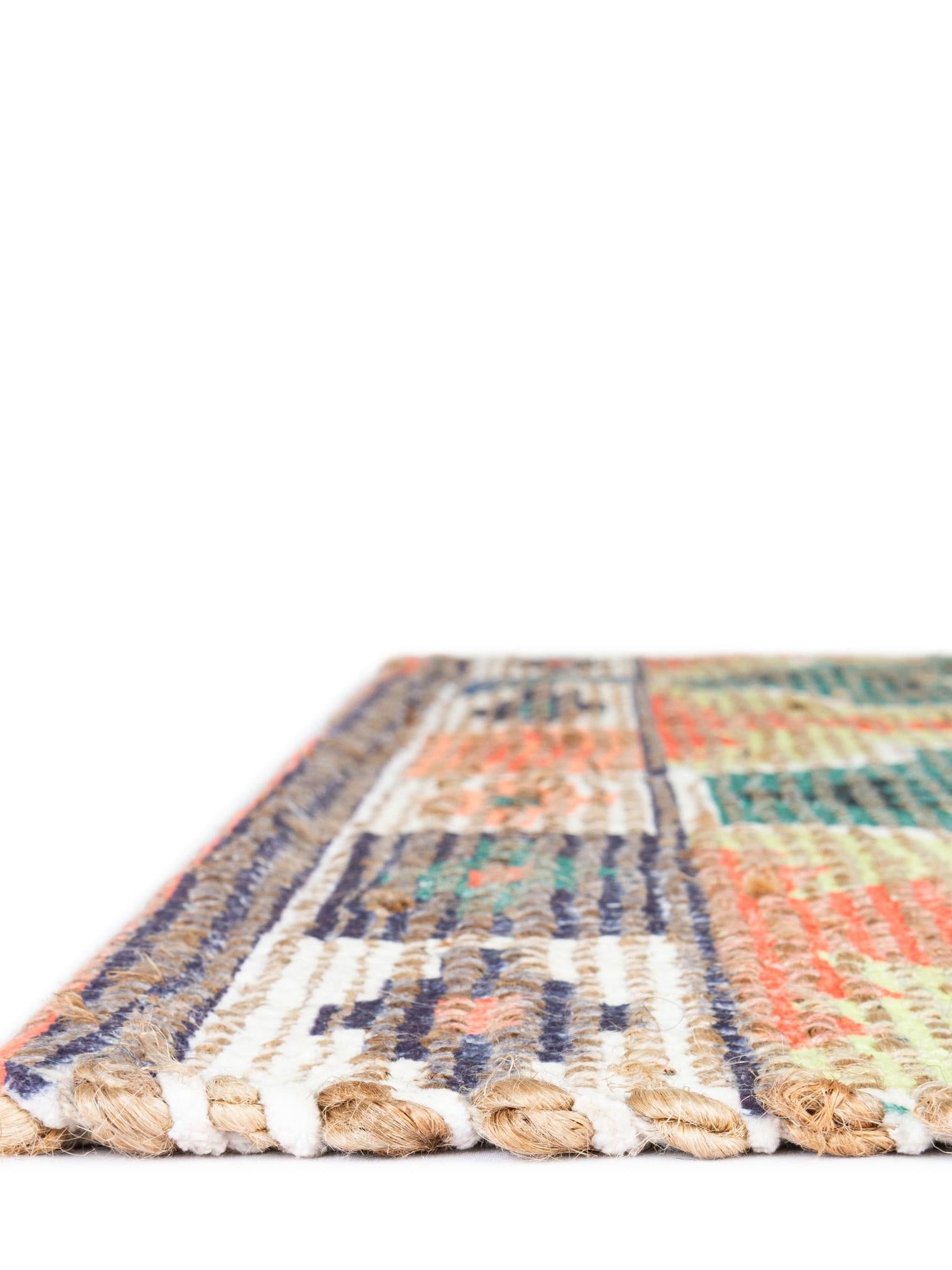 Multicolor 9' x 12' Chenille Jute Rectangle Area Rug Vintage Distressed Boho All Natural Eco-Friendly Sustainable Carpet for Living Dining Office Dorm Rooms for Sale at Rug Engine