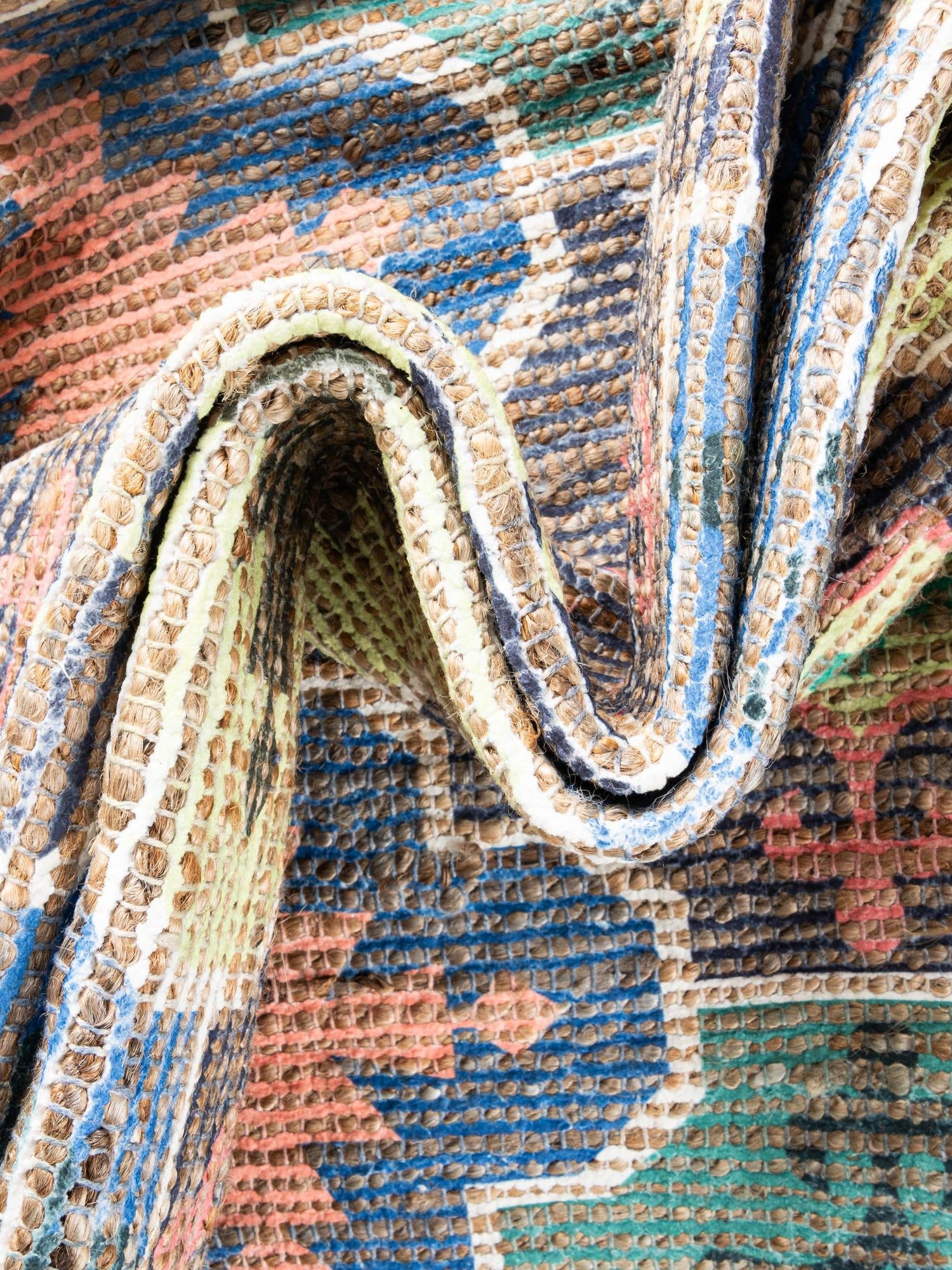 Multicolor 9' x 12' Chenille Jute Rectangle Area Rug Vintage Distressed Boho All Natural Eco-Friendly Sustainable Carpet for Living Dining Office Dorm Rooms for Sale at Rug Engine