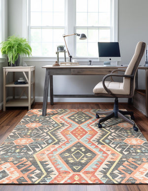 Multicolor 5' 1 x 8' Chenille Jute Rectangle Area Rug Vintage Distressed Boho All Natural Eco-Friendly Sustainable Carpet for Living Dining Office Dorm Rooms for Sale at Rug Engine