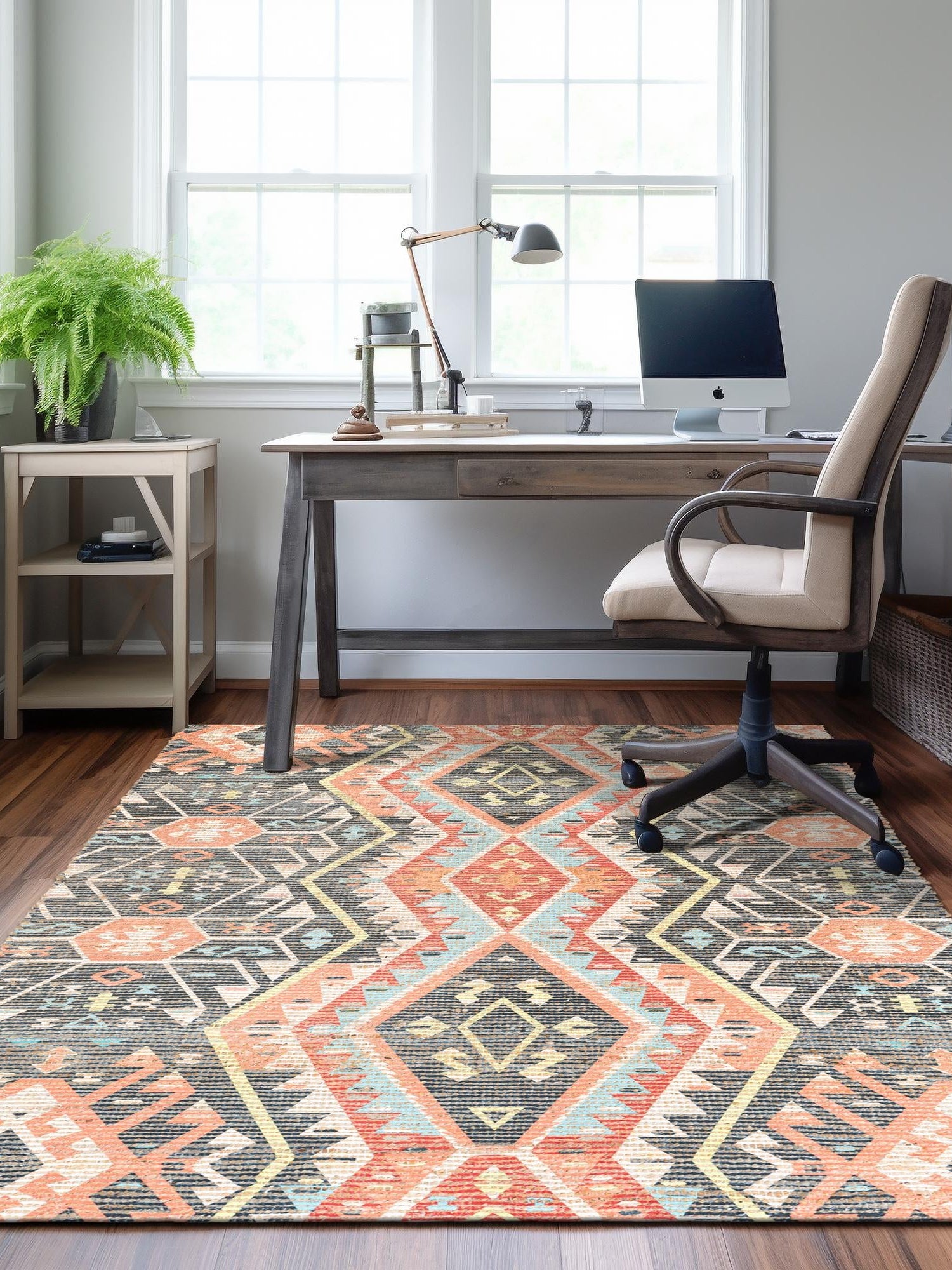 Multicolor 2' x 3' 1 Chenille Jute Rectangle Area Rug Vintage Distressed Boho All Natural Eco-Friendly Sustainable Carpet for Living Dining Office Dorm Rooms for Sale at Rug Engine