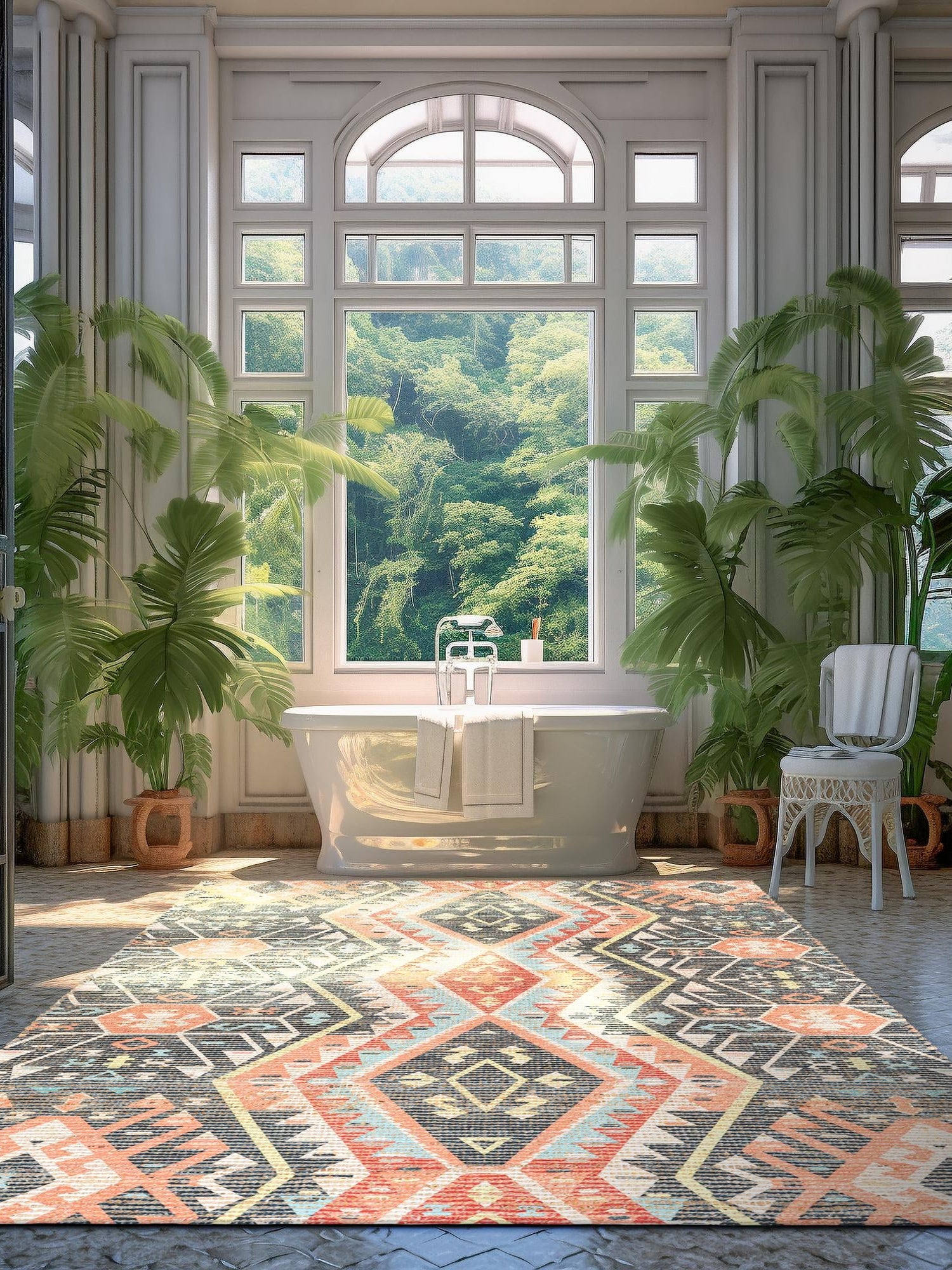 Multicolor 7' 10 x 10' Chenille Jute Rectangle Area Rug Vintage Distressed Boho All Natural Eco-Friendly Sustainable Carpet for Living Dining Office Dorm Rooms for Sale at Rug Engine