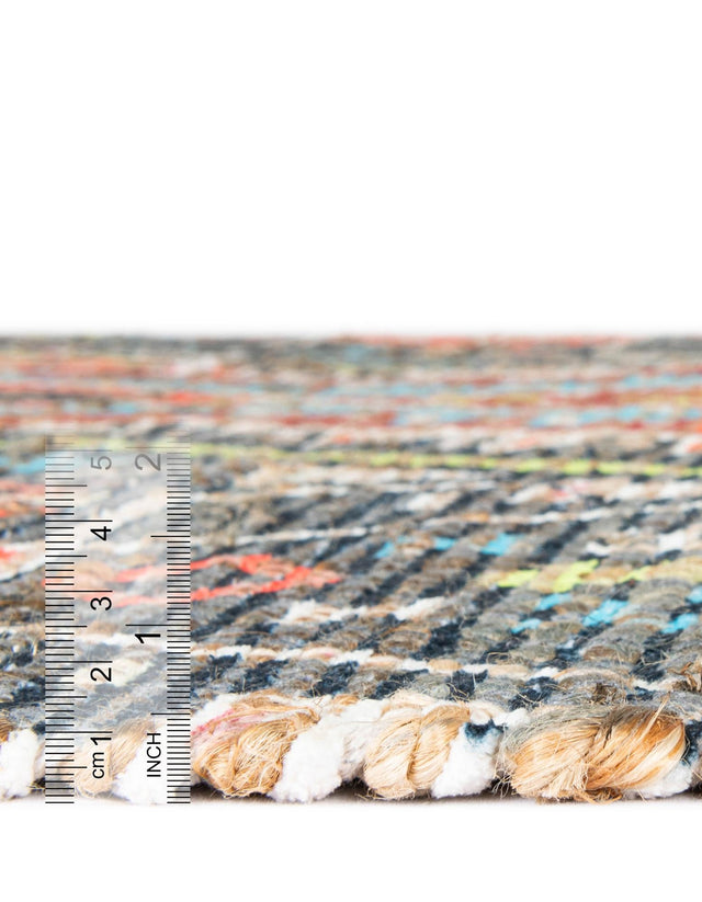 Multicolor 6' 1 x 9' Chenille Jute Rectangle Area Rug Vintage Distressed Boho All Natural Eco-Friendly Sustainable Carpet for Living Dining Office Dorm Rooms for Sale at Rug Engine