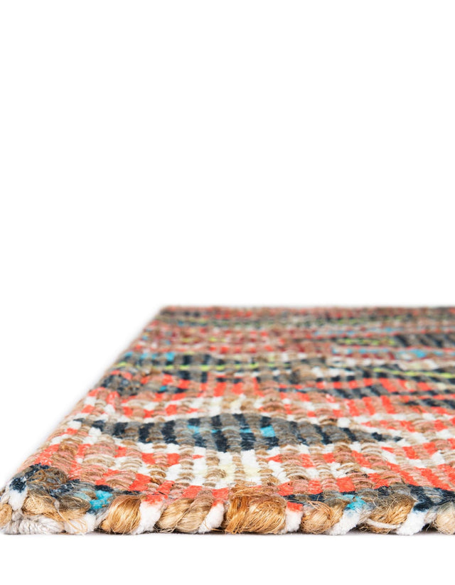 Multicolor 4' 1 x 6' 1 Chenille Jute Rectangle Area Rug Vintage Distressed Boho All Natural Eco-Friendly Sustainable Carpet for Living Dining Office Dorm Rooms for Sale at Rug Engine