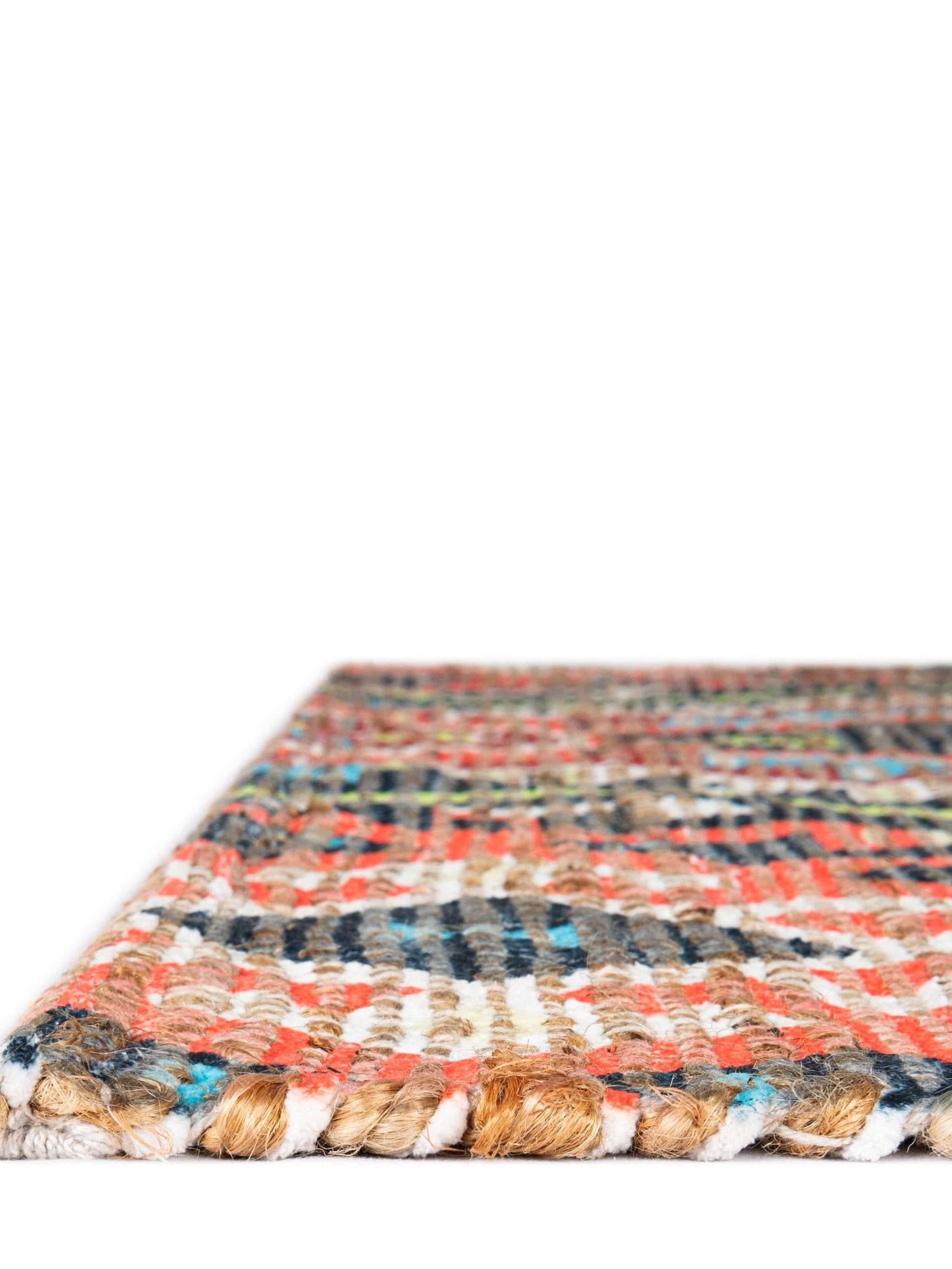 Multicolor 7' 10 x 10' Chenille Jute Rectangle Area Rug Vintage Distressed Boho All Natural Eco-Friendly Sustainable Carpet for Living Dining Office Dorm Rooms for Sale at Rug Engine