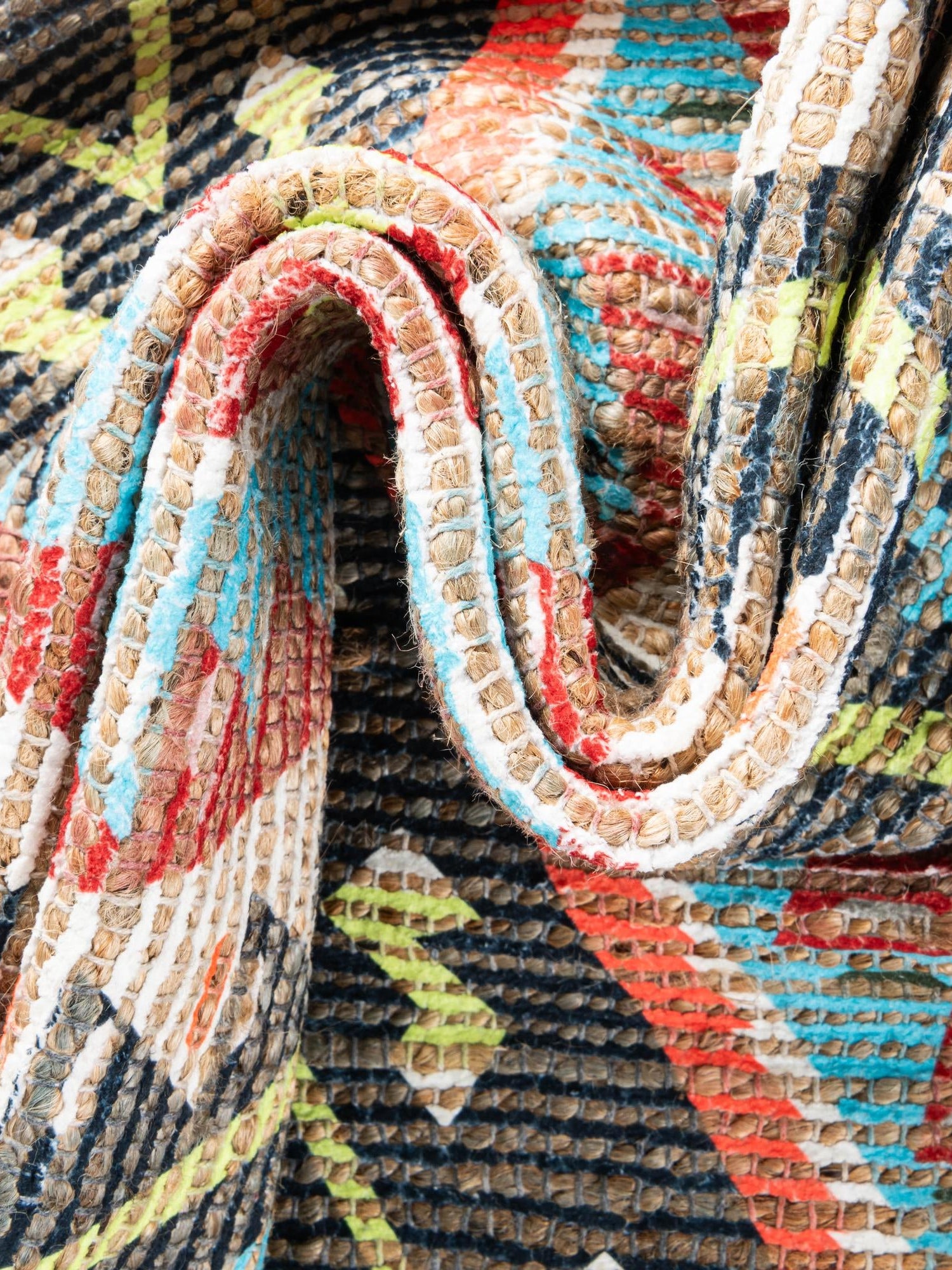 Multicolor 5' 1 x 8' Chenille Jute Rectangle Area Rug Vintage Distressed Boho All Natural Eco-Friendly Sustainable Carpet for Living Dining Office Dorm Rooms for Sale at Rug Engine