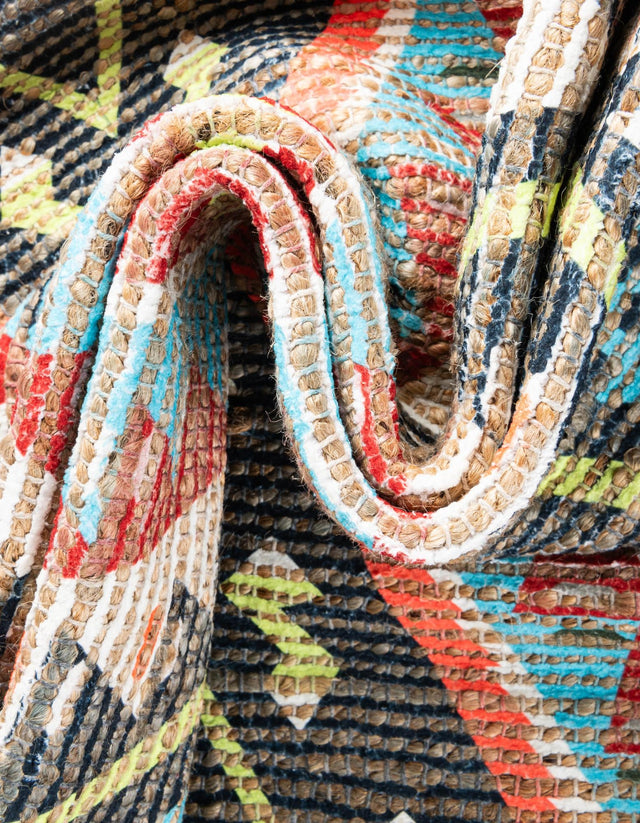 Multicolor 5' 1 x 8' Chenille Jute Rectangle Area Rug Vintage Distressed Boho All Natural Eco-Friendly Sustainable Carpet for Living Dining Office Dorm Rooms for Sale at Rug Engine