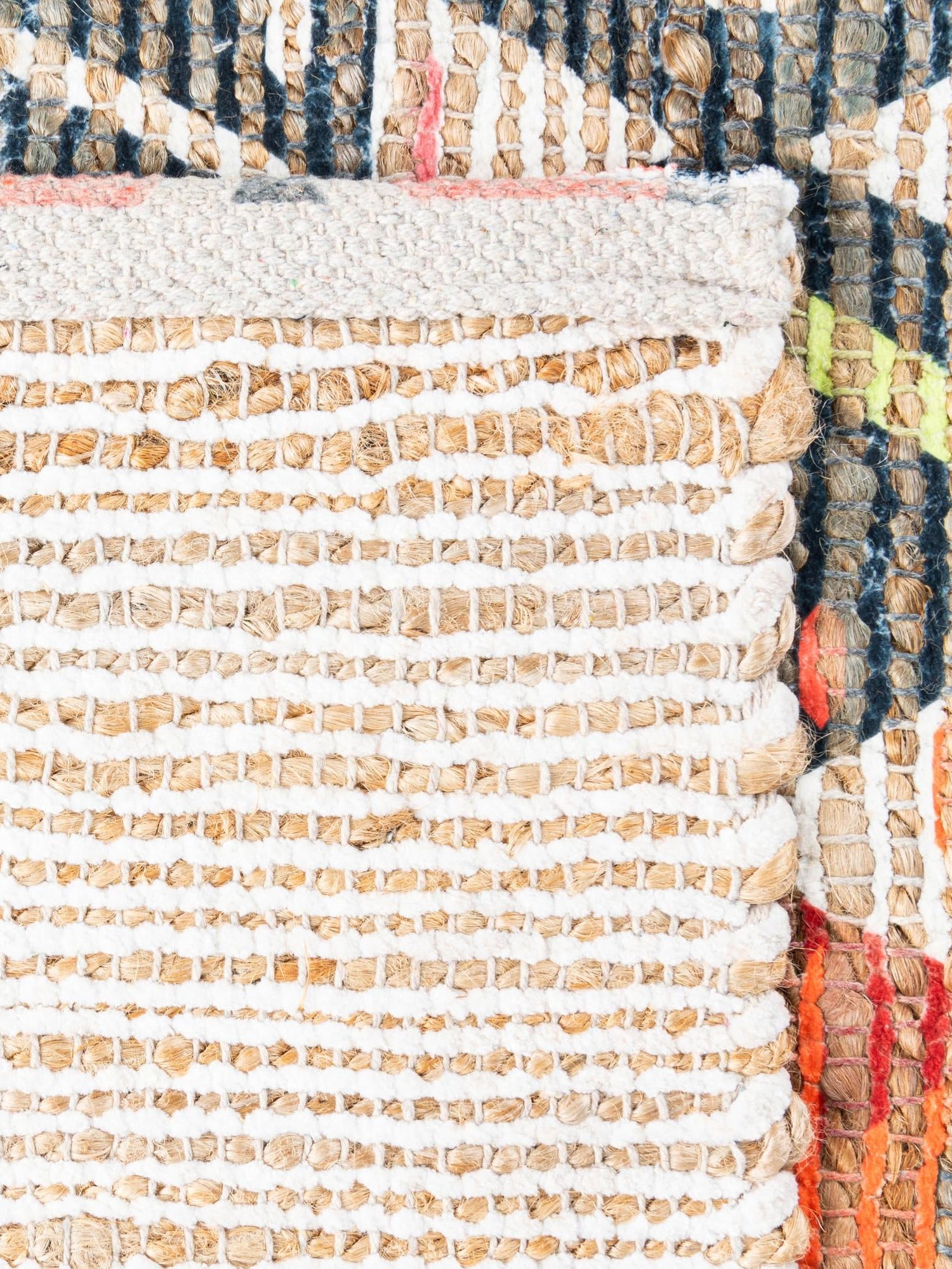 Multicolor 6' 1 x 9' Chenille Jute Rectangle Area Rug Vintage Distressed Boho All Natural Eco-Friendly Sustainable Carpet for Living Dining Office Dorm Rooms for Sale at Rug Engine