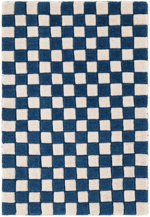 Blue and White 2' 1 x 3' Hand Tufted Wool Rectangle Area Rug 100% Natural Wool Unique Modern Handmade Carpet for Living Rooms, Bedrooms for Sale at Rug Engine