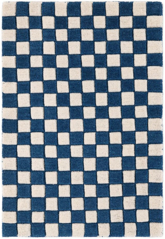 Blue and White 2' 1 x 3' Hand Tufted Wool Rectangle Area Rug 100% Natural Wool Unique Modern Handmade Carpet for Living Rooms, Bedrooms for Sale at Rug Engine