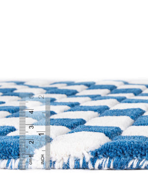 Blue and White 2' 1 x 3' Hand Tufted Wool Rectangle Area Rug 100% Natural Wool Unique Modern Handmade Carpet for Living Rooms, Bedrooms for Sale at Rug Engine