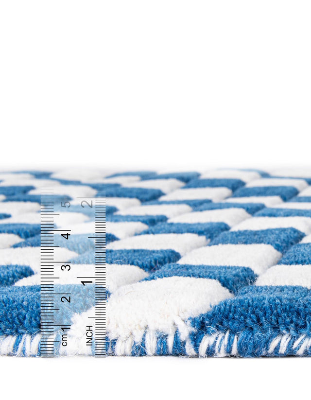 Blue and White 2' 1 x 3' Hand Tufted Wool Rectangle Area Rug 100% Natural Wool Unique Modern Handmade Carpet for Living Rooms, Bedrooms for Sale at Rug Engine