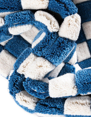 Blue and White 2' 1 x 3' Hand Tufted Wool Rectangle Area Rug 100% Natural Wool Unique Modern Handmade Carpet for Living Rooms, Bedrooms for Sale at Rug Engine