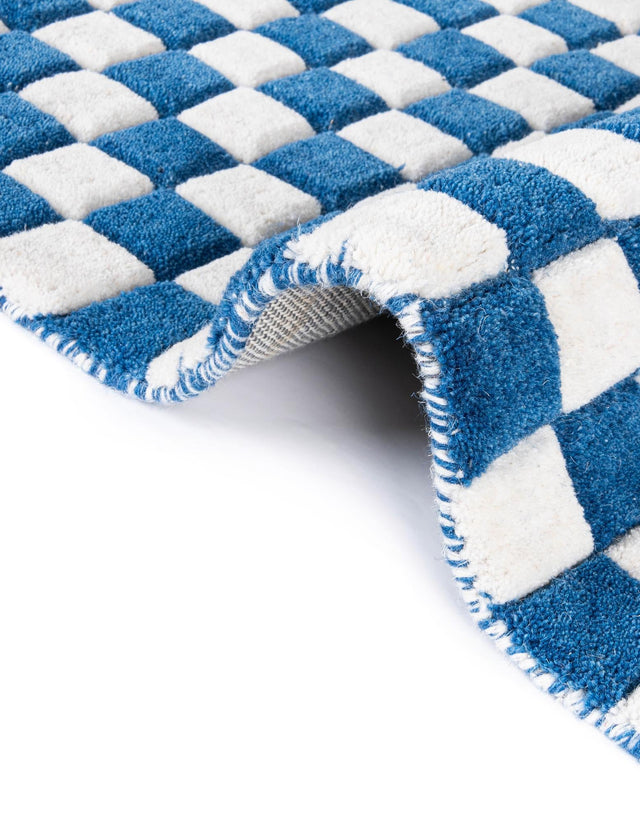 Blue and White 2' 1 x 3' Hand Tufted Wool Rectangle Area Rug 100% Natural Wool Unique Modern Handmade Carpet for Living Rooms, Bedrooms for Sale at Rug Engine