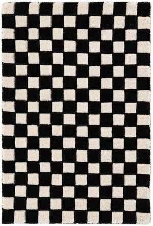 Black and White 2' 1 x 3' Hand Tufted Wool Rectangle Area Rug 100% Natural Wool Unique Modern Handmade Carpet for Living Rooms, Bedrooms for Sale at Rug Engine