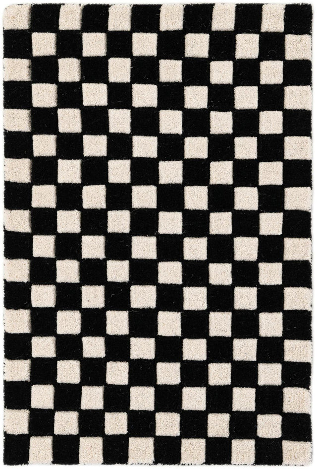 Black and White 2' 1 x 3' Hand Tufted Wool Rectangle Area Rug 100% Natural Wool Unique Modern Handmade Carpet for Living Rooms, Bedrooms for Sale at Rug Engine