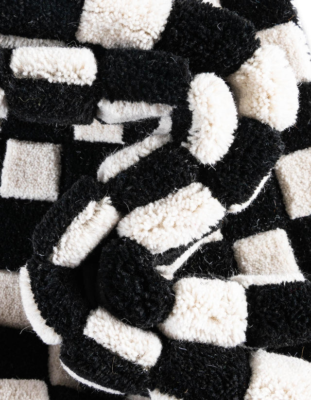 Black and White 2' 1 x 3' Hand Tufted Wool Rectangle Area Rug 100% Natural Wool Unique Modern Handmade Carpet for Living Rooms, Bedrooms for Sale at Rug Engine