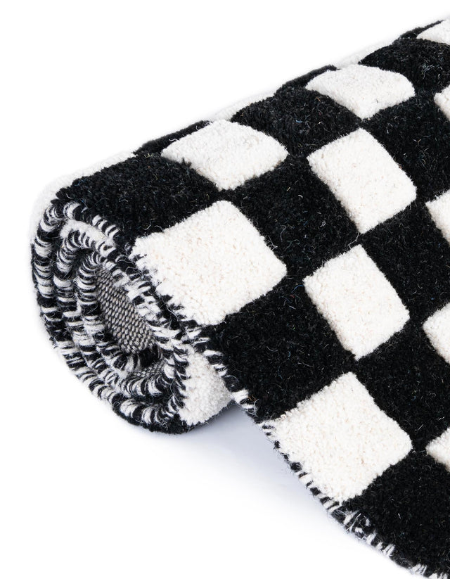 Black and White 5' 1 x 8' Hand Tufted Wool Rectangle Area Rug 100% Natural Wool Unique Modern Handmade Carpet for Living Rooms, Bedrooms for Sale at Rug Engine