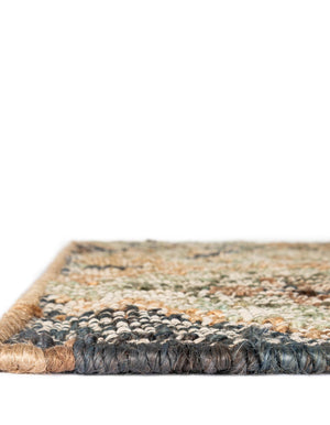 Blue and Green 5' 1 x 8' Kala Handwoven Jute Rectangle Area Rug All Natural Pile Eco-Friendly Sustainable Urban Carpet for Rustic Design Interior Home Decor for Sale at Rug Engine
