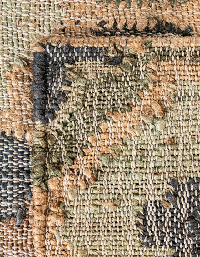 Blue and Green 5' 1 x 8' Kala Handwoven Jute Rectangle Area Rug All Natural Pile Eco-Friendly Sustainable Urban Carpet for Rustic Design Interior Home Decor for Sale at Rug Engine