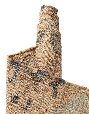 Blue and Green 5' 1 x 8' Kala Handwoven Jute Rectangle Area Rug All Natural Pile Eco-Friendly Sustainable Urban Carpet for Rustic Design Interior Home Decor for Sale at Rug Engine