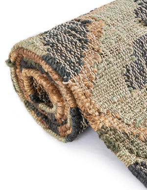 Blue and Green 5' 1 x 8' Kala Handwoven Jute Rectangle Area Rug All Natural Pile Eco-Friendly Sustainable Urban Carpet for Rustic Design Interior Home Decor for Sale at Rug Engine