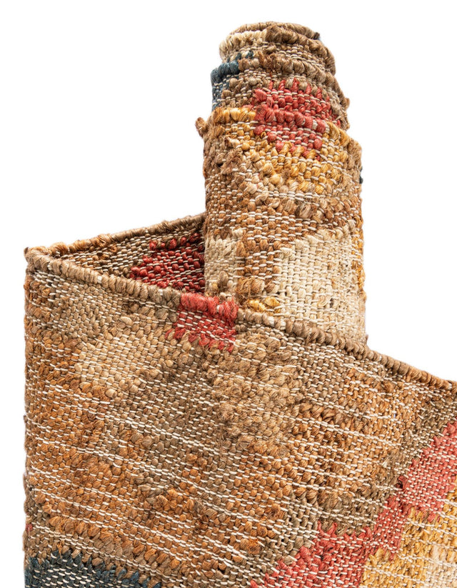 Multicolor 5' 1 x 8' Kala Handwoven Jute Rectangle Area Rug All Natural Pile Eco-Friendly Sustainable Urban Carpet for Rustic Design Interior Home Decor for Sale at Rug Engine