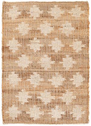 Ivory and Beige 2' x 3' 1 Kala Handwoven Jute Rectangle Area Rug All Natural Pile Eco-Friendly Sustainable Urban Carpet for Rustic Design Interior Home Decor for Sale at Rug Engine
