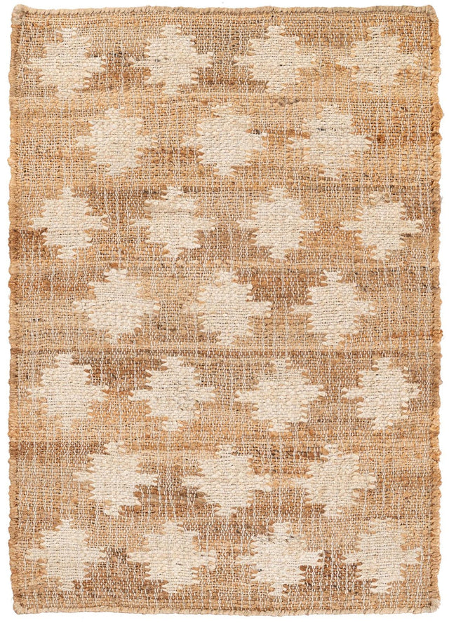Ivory and Beige 2' x 3' 1 Kala Handwoven Jute Rectangle Area Rug All Natural Pile Eco-Friendly Sustainable Urban Carpet for Rustic Design Interior Home Decor for Sale at Rug Engine