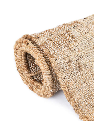 Ivory and Beige 5' 1 x 8' Kala Handwoven Jute Rectangle Area Rug All Natural Pile Eco-Friendly Sustainable Urban Carpet for Rustic Design Interior Home Decor for Sale at Rug Engine