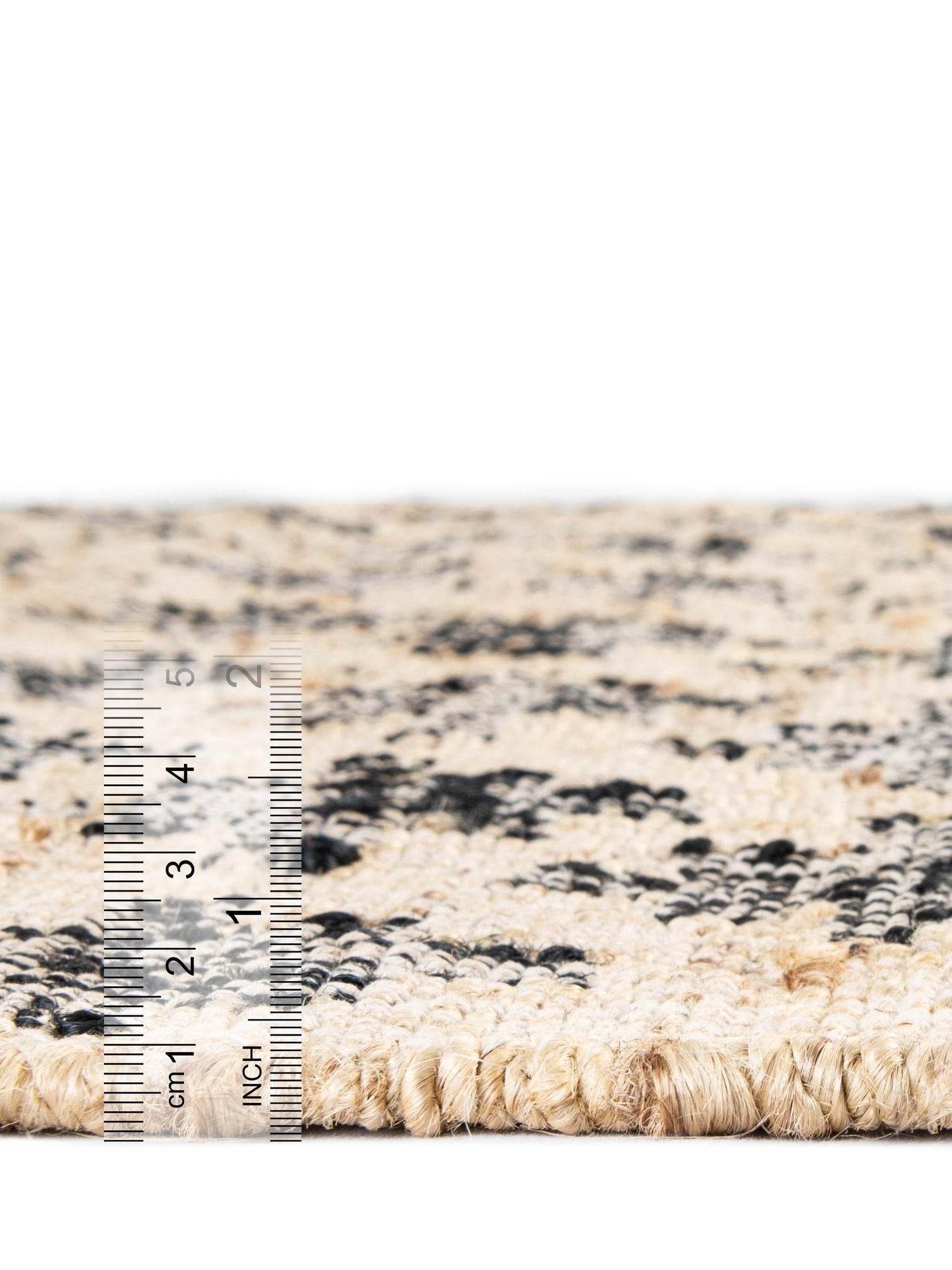 Beige and Black 5' 1 x 8' Kala Handwoven Jute Rectangle Area Rug All Natural Pile Eco-Friendly Sustainable Urban Carpet for Rustic Design Interior Home Decor for Sale at Rug Engine