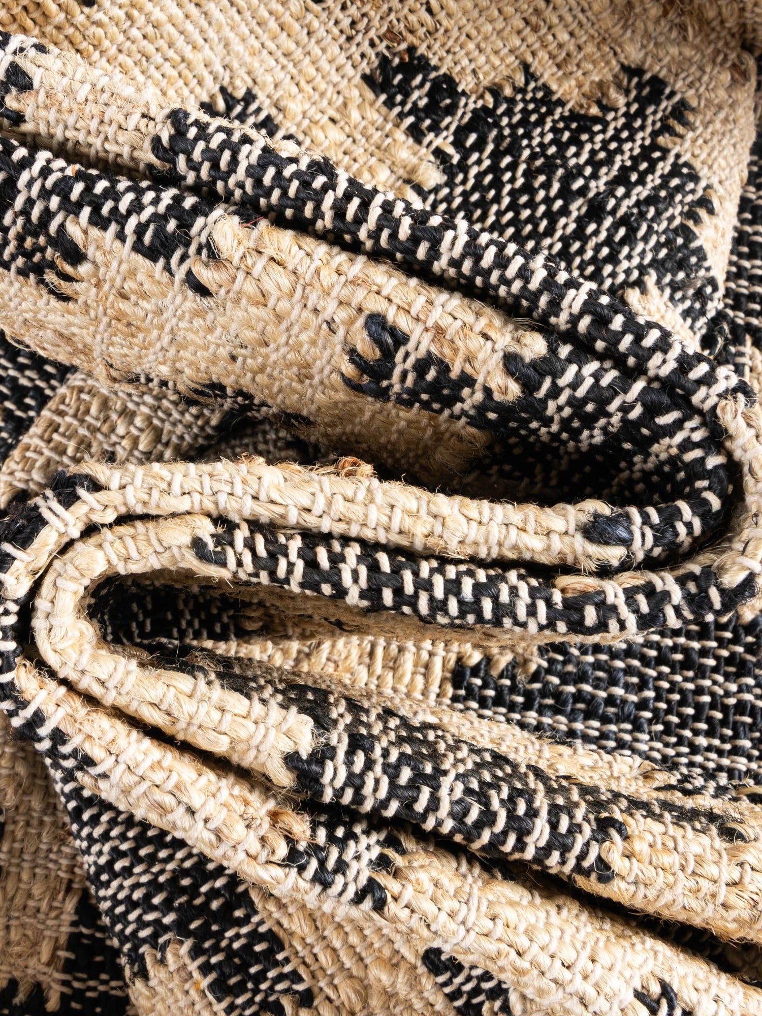 Beige and Black 5' 1 x 8' Kala Handwoven Jute Rectangle Area Rug All Natural Pile Eco-Friendly Sustainable Urban Carpet for Rustic Design Interior Home Decor for Sale at Rug Engine