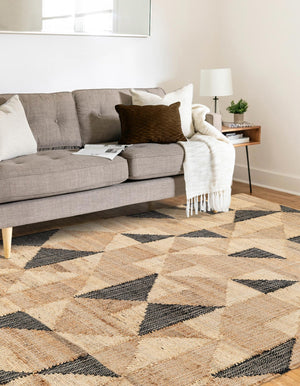 Beige and Black 2' x 3' 1 Kala Handwoven Jute Rectangle Area Rug All Natural Pile Eco-Friendly Sustainable Urban Carpet for Rustic Design Interior Home Decor for Sale at Rug Engine