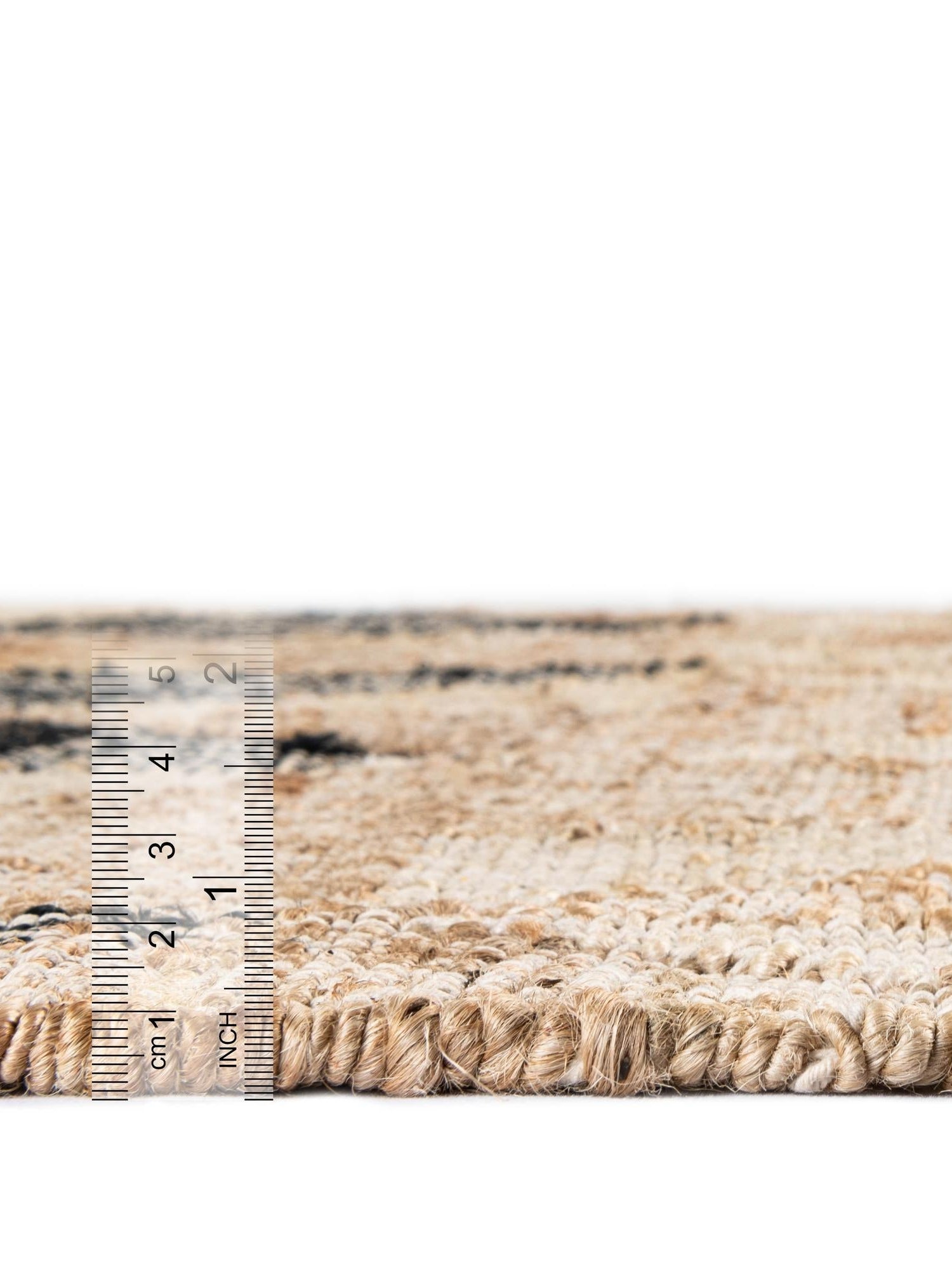 Beige and Black 5' 1 x 8' Kala Handwoven Jute Rectangle Area Rug All Natural Pile Eco-Friendly Sustainable Urban Carpet for Rustic Design Interior Home Decor for Sale at Rug Engine