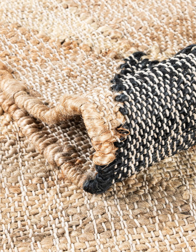 Beige and Black 4' 4 x 5' 8 Kala Handwoven Jute Rectangle Area Rug All Natural Pile Eco-Friendly Sustainable Urban Carpet for Rustic Design Interior Home Decor for Sale at Rug Engine