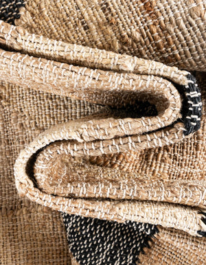 Beige and Black 5' 1 x 8' Kala Handwoven Jute Rectangle Area Rug All Natural Pile Eco-Friendly Sustainable Urban Carpet for Rustic Design Interior Home Decor for Sale at Rug Engine