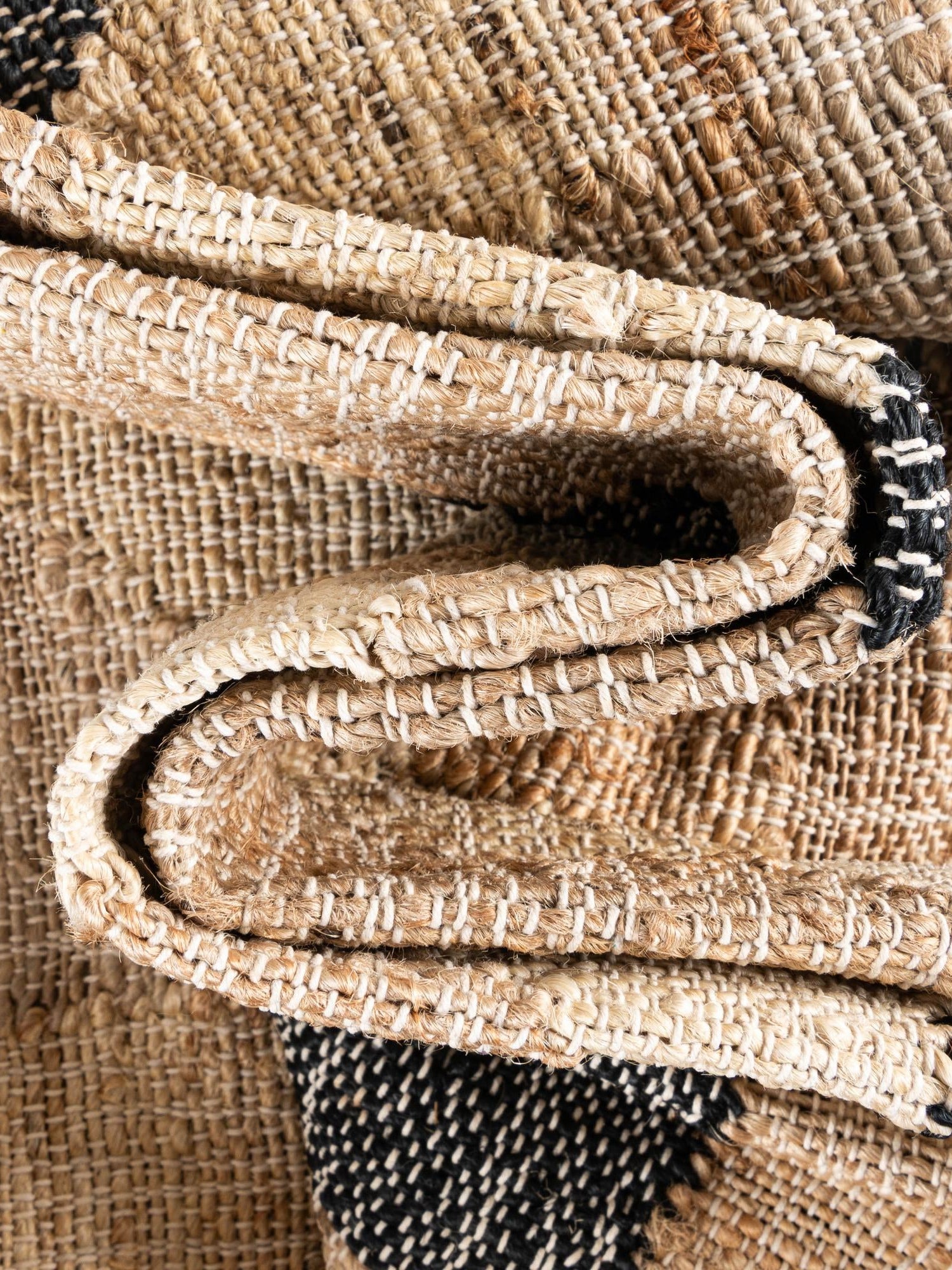 Beige and Black 2' x 3' 1 Kala Handwoven Jute Rectangle Area Rug All Natural Pile Eco-Friendly Sustainable Urban Carpet for Rustic Design Interior Home Decor for Sale at Rug Engine
