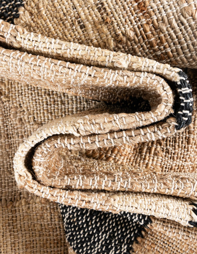Beige and Black 2' x 3' 1 Kala Handwoven Jute Rectangle Area Rug All Natural Pile Eco-Friendly Sustainable Urban Carpet for Rustic Design Interior Home Decor for Sale at Rug Engine