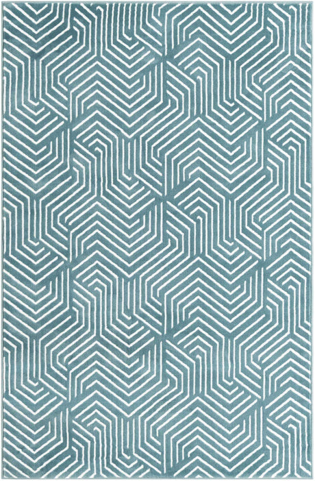 Aegean Blue 4' 1 x 6' 1 Aakaar Rectangle Area Rug 85% Polypropylene & 15% Chenille Living Room Bedroom Carpet for Sale at Rug Engine
