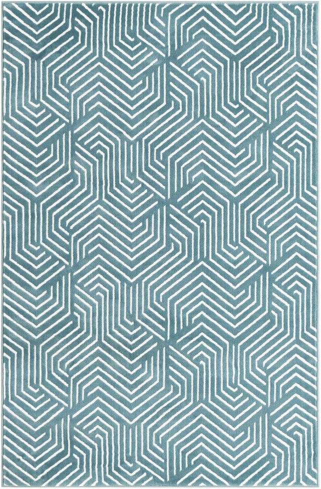Aegean Blue 4' 1 x 6' 1 Aakaar Rectangle Area Rug 85% Polypropylene & 15% Chenille Living Room Bedroom Carpet for Sale at Rug Engine