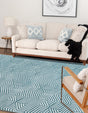 Aegean Blue 5' 3 x 8' Aakaar Rectangle Area Rug 85% Polypropylene & 15% Chenille Living Room Bedroom Carpet for Sale at Rug Engine