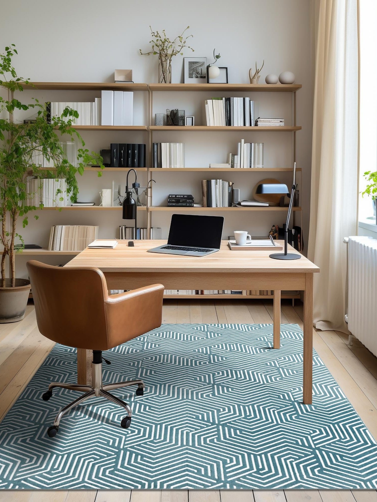 Aegean Blue 4' 1 x 6' 1 Aakaar Rectangle Area Rug 85% Polypropylene & 15% Chenille Living Room Bedroom Carpet for Sale at Rug Engine
