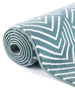 Aegean Blue 2' x 6' 1 Aakaar Runner Area Rug 85% Polypropylene & 15% Chenille Living Room Bedroom Carpet for Sale at Rug Engine