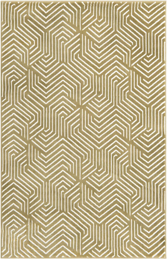 Olive Green 4' 1 x 6' 1 Aakaar Rectangle Area Rug 85% Polypropylene & 15% Chenille Living Room Bedroom Carpet for Sale at Rug Engine