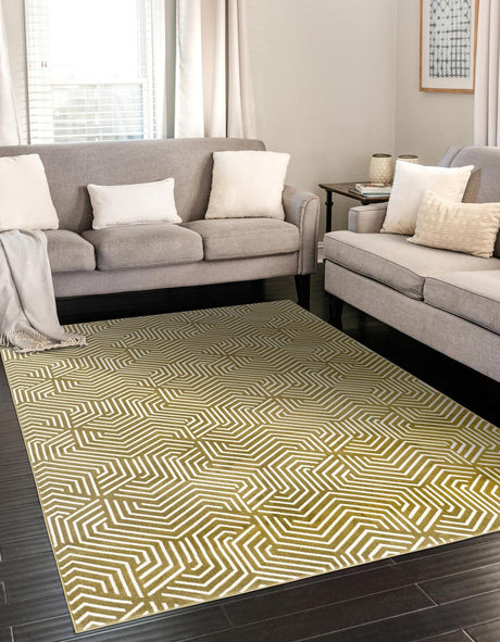 Olive Green 5' 3 x 8' Aakaar Rectangle Area Rug 85% Polypropylene & 15% Chenille Living Room Bedroom Carpet for Sale at Rug Engine