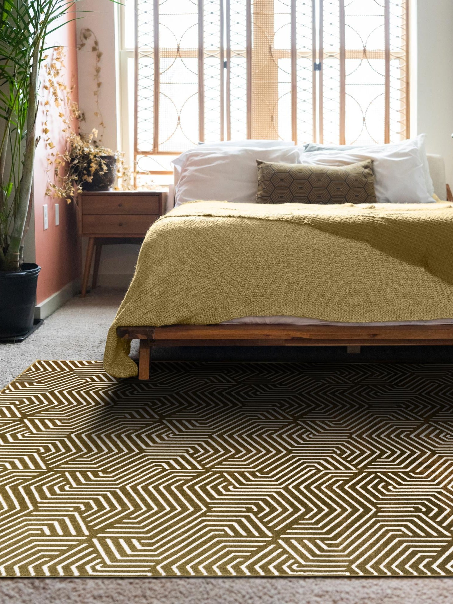 Olive Green 4' 1 x 6' 1 Aakaar Rectangle Area Rug 85% Polypropylene & 15% Chenille Living Room Bedroom Carpet for Sale at Rug Engine