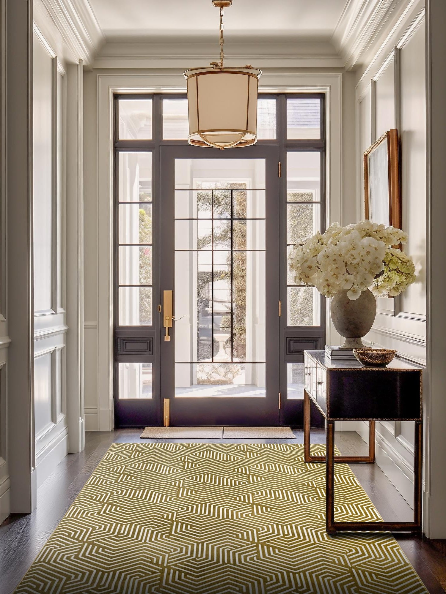 Olive Green 7' 10 x 10' Aakaar Rectangle Area Rug 85% Polypropylene & 15% Chenille Living Room Bedroom Carpet for Sale at Rug Engine
